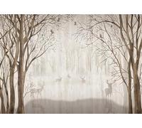 gdkldfg Papier Peint Panoramique Intissé 350cmx250cm Animaux de la forêt rétro paysage naturel,Decoration Chambre/Salon,Tapisserie,Poster Murales