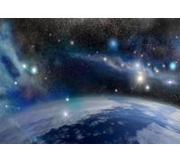 gdkldfg Papier Peint Panoramique Intissé 350x250cm Univers Cartoon Bleu Terre Étoiles Paysage Naturel,Decoration Chambre/Salon,Tapisserie,Poster Murales