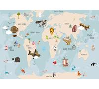 gdkldfg Papier Peint Panoramique Intissé 400cmx280cm Animaux de dessins animés océan carte du monde,Decoration Chambre/Salon,Tapisserie,Poster Murales