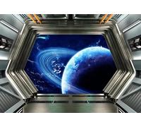 gdkldfg Papier Peint Panoramique Intissé Bleu,Dessin Animé,Ciel Étoilé,Univers Poster Mural Décoration pour Chambre, Salon 200x140cm