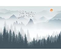 gdkldfg Papier Peint Panoramique Intissé Forêt,Montagnes,Zen,Paysage Naturel Poster Mural Décoration pour Chambre, Salon 400x256cm