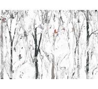 gdkldfg Papier Peint Panoramique Poster Mural Forêt Oiseau Marbre Abstrait Art Noir Blanc 430x300cm Tapisserie Murales Soie Intissé Decoration Murale Salon/Chambre