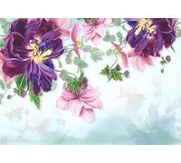gdkldfg Papier Peint Panoramique Poster Mural Plantes Fleurs Zen Nature Violet 350x250cm Tapisserie Murales Soie Intissé Decoration Murale Salon/Chambre