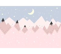 gdkldfg Papier Peint Panoramique Poster Mural Rose Géométrique Montagnes Ciel Étoiles Dessin animé Fille Chambre d'enfant 430x300cm Tapisserie Murales Soie Intissé Decoration Murale Salon/Chambre