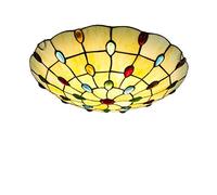 GDLight Tiffany Style LED Plafonniers Vintage Flush Lampe de Montage au Plafond en Verre souillé Perles appareils d'éclairage au Plafond pour Chambre Salon Café,Coollight,50cm