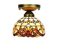 GDLight Vintage Baroque Plafonnier de Style Tiffany méditerranéenne Main en Verre teinté Multi-lumière lumières de Plafond pour Salle à Manger Salon Chambre Hall d'entrée,20cm