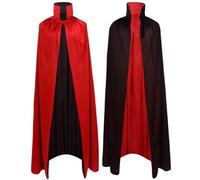 GDLOKFU Cape Vampire Halloween Réversible Noir et Rouge, 90cm Cape de Vampire avec Col Montant Dracula, Costume Halloween Adulte & Enfant pour Carnaval, Cosplay, Fête Déguisement, Soirée Halloween