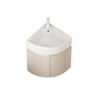 GdloWOoc Corner Bathroom Vanity with Sink, Floating Wall Mounted Hand Sink with Soft-Close Door Faucet, Corner Pedestal Sink for Small Space(Without Faucet)