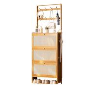 GdloWOoc Hall Tree Portemanteau autonome multifonction avec rangement à chaussures, porte d'armoire rabattable pour chambre à coucher, couloir, entrée, bureau (blanc, 2 niveaux, longueur 50 cm)