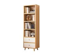 GdloWOoc Meuble De Rangement Étroit avec Tiroirs, Bibliothèque en Bois Multifonctionnelle, Colonne Compartiments Ouverts pour Livres, Bureau, Chambre, Salon(Wood,15.7" Wx11.8 Dx71.5 H)