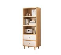 GdloWOoc Meuble De Rangement Étroit avec Tiroirs, Bibliothèque en Bois Multifonctionnelle, Colonne Compartiments Ouverts pour Livres, Bureau, Chambre, Salon(Wood,15.7" Wx11.8 Dx59.1 H)