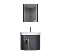GdloWOoc Meuble Lave-Mains d'angle Suspendu, Meuble sous Lavabo Salle De Bain Moderne avec Armoire Robinet Vasque, pour Salle De Bain Et WC(Black)