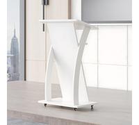 GdloWOoc Pupitre De Conférence, Inclinable Podium De Présentation avec 4 Roues Fond Stable, Table De Présentations pour Église, Conférence, École(White,Multi-Ply Wood Board)