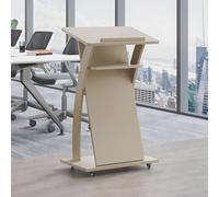 GdloWOoc Pupitre De Conférence, Inclinable Podium De Présentation avec 4 Roues Fond Stable, Table De Présentations pour Église, Conférence, École(Gray,Multi-Ply Wood Board)