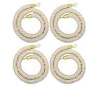 GDMDPTE 4 barrières en Corde tressée Couleur crème - Kit de contrôle des foules en Chanvre de qualité supérieure pour événements VIP, entrées de soirées, inaugurations - Poteaux élégants et sécurisé