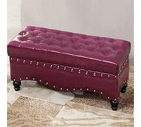 GDMDPTE Banc Ottoman de Rangement Luxueux, Banc de Bout de lit en Similicuir avec Espace de Rangement, Tabouret à Langer Moderne pour Salon, Couloir, Banc Multifonction - Violet 60 x 45 x