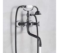 GDMDPTE Ensemble de robinetterie de Baignoire en Laiton Antique - Mitigeur à Double Bouton doré, Douche de Bain Murale avec Bec pivotant, élégante Finition Bronze Noir pour Une expérience