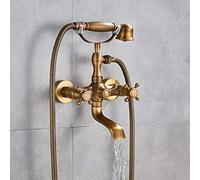 GDMDPTE Ensemble de robinetterie de Baignoire en Laiton Antique - Mitigeur de Douche Mural à Double Bouton, Bec de Baignoire pivotant pour Une expérience de Bain et de Douche Luxueuse