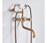 GDMDPTE Ensemble de robinetterie de Baignoire en Laiton Antique - Mitigeur Mural à Double Bouton avec Bec pivotant - Combinaison élégante de Douche et de Baignoire pour salles de Bains de