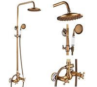GDMDPTE Ensemble de robinetterie de Douche en Laiton Antique - Mitigeur Mural à Double Bouton avec Bec pivotant en Porcelaine céramique - Kit de Douche Complet pour Salle de Bain, Types A