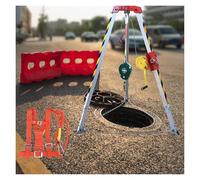 GDMDPTE Kit antichute pour espaces confinés - Trépied de Sauvetage et de récupération avec Pieds rétractables, treuil, Harnais antichute pour puits Profonds et Regards - Équipement de Leva