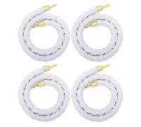 GDMDPTE Kit de contrôle de Foule VIP : 4 Supports en Corde tressée Blanche - Corde en Chanvre de 1,8 m pour entrées d’événements, fêtes, Grandes Ouvertures, barrière de sécurité pour événements et r