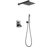 GDMDPTE Système de Douche à Effet Pluie de 20 cm, Ensemble de Douche Double, mitigeur Mural Effet Pluie avec douchette, Robinet en Acier Inoxydable Gris Anthracite, rénovation complète de