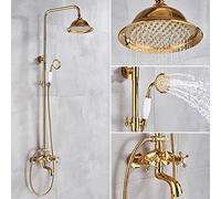 GDMDPTE Système de Douche Effet Pluie doré - Pommeau de Douche Mural de 20 cm et mitigeur à Main pour Une expérience de Bain Luxueuse, transformez Votre Salle de Bain avec Une élégance Mod