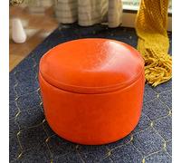 GDMDPTE Tabouret de rangement rond en cuir pour salon et chambre à coucher avec fonction de changement de chaussures Orange 40 x 33 cm