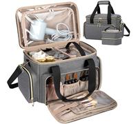 GDNasist Grande trousse de maquillage, trousse de maquillage portable de voyage, gris