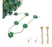 GDO GIOIE D'ORIENTE 1 m Chaîne de fleurs marguerite 12 mm en acier doré, différentes couleurs, distance 25 mm, avec monachelles et 2 fermetures incluses pour bracelets et colliers de bricolage (vert