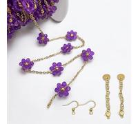 GDO GIOIE D'ORIENTE 1 m Chaîne de fleurs marguerite 12 mm en acier doré, différentes couleurs, distance 25 mm, avec monachelles et 2 fermetures incluses pour bracelets et colliers de bricolage (violet