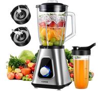 GDOR 1200W Blender avec pichet en Verre de 1,5L et Tasse de Voyage 650ml Professionnel à 3 Vitesses Blender Mixeur Haute Performance Blender Smoothie Pour Smoothie Milk-Shake Boissons Glacées Sauce