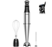 GDOR 3 en 1 Mixeur Plongeant, 1100W Mixer Plongeur en acier Inoxydable, Sélection de Vitesse Précise,Résistant Aux Rayures, avec Fouet et Mousseur à lait