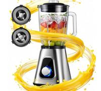 GDOR Blender 1200W Mixeur Bol en Verre 1,5L + Gourde Portable Smoothie Mixer Porfessionel, 3 Vitesses, 6 Lames + 4 Lames en Acier Inox pour Smoothies, Jus de Fruits, Piler de la Glace