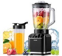 GDOR Blender Blender professionnel 1200 W avec 5 programmes, récipient en verre de 1,5 l, gobelet à emporter de 700 ml, mixeur pour smoothies, shakes, écraser la glace, fruits congelés et jus