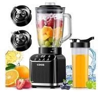 GDOR Blender professionnel en verre 1200 W Smoothie Maker 5 programmes, récipient en verre de 1,5 l et gobelet à emporter de 700 ml, mixeur haute performance pour smoothies, shake, broyage de glace