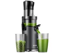 GDOR Extracteur de Jus Avec Arbre D'alimentation Extra Large de 90 mm Pour Fruits et Légumes Entiers, Facile à Nettoyer Juicer Machine, Rendement élevé en Jus Juicer, Sans BPA, 200W, Brosse