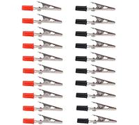 GDQLCNXB Lot de 20 pinces crocodiles en métal avec mains en plastique Rouge/noir