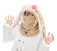 Gdqzzeaiix Cagoule Homme Hiver,Cagoules Femme,Chapeau Coupe d'hiver Bouclier d'équitation de Ski Polaire Plus Chaud Mignon Dessin animé de Lapin Couvre-Cou avec du Visage pour Femmes et Hommes