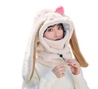 Gdqzzeaiix Cagoule Homme Hiver,Cagoules Femme,Chapeau Coupe d'hiver Bouclier d'équitation de Ski Polaire Plus Chaud Mignon Dessin animé de Lapin Couvre-Cou avec du Visage pour Femmes et Hommes