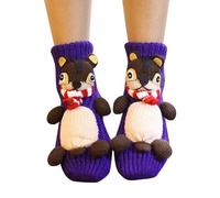 Gdqzzeaiix Chaussettes de Plancher de Ménage Chaudes de Chandail de Tricot Antidérapant pour des Femmes, Chaussettes de Noël pour Toute la Famille Motifs Variés Soquettes Colorées et Amusantes