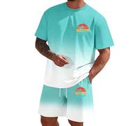 Gdqzzeaiix Ensemble Homme,Hommes Été Casual Set Ventilation col Rond Demi-Manches Shorts Design imprimé vêtements Quotidiens Confortable Tissu élastique Lavage à la Main Facile