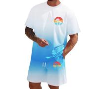 Gdqzzeaiix Ensemble Homme,Hommes Été Casual Set Ventilation col Rond Demi-Manches Shorts Design imprimé vêtements Quotidiens Confortable Tissu élastique Lavage à la Main Facile