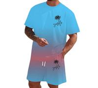 Gdqzzeaiix Ensemble Short Tee Shirt Homme,Homme été décontracté Set Demi-Manches Cou Rond T T-Shirt avec t-Shirt Imprimé Stretch Confortable Idéal pour Les vêtements ordinaires