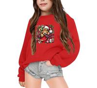 Gdqzzeaiix Fille Noël 3D Pull Enfants, Pull Rouge Rigolo Vache des Highlands Imprime Mignon Sweat Manches Longues Col Rond Pullover Mode Chaud Doux et Comfortable Vêtements pour 2-6 Ans Hauts Loisirs