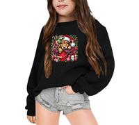 Gdqzzeaiix Fille Noël 3D Pull Enfants,Pull Rouge Rigolo Vache des Highlands Imprime Mignon Sweat Manches Longues Col Rond Pullover Mode Chaud Doux et Comfortable Vêtements pour 2-6 Ans Hauts Loisirs