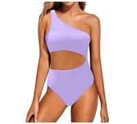 Gdqzzeaiix Maillot De Bain Gainant Ventre Plat,Maillot de Bain 1 pièce asymétrique épaule dénudée pour Femmes Couverture complète Trou de Serrure