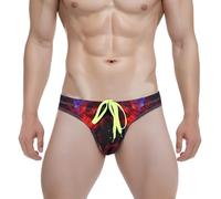 Gdqzzeaiix Maillot De Bain Piscine Homme,Short de Bain Triangle pour Homme Double Couche imprimé Brillant Cordon de Serrage Haute élasticité Respirant Slip en U