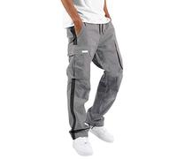 Gdqzzeaiix Pantalon Large Homme,Hommes Quatre Saisons Rue Loisirs Sports Poche Pied Bouche Cap Corde Taille À Lacets Patchwork Standard Tissé Cargo Pantalon